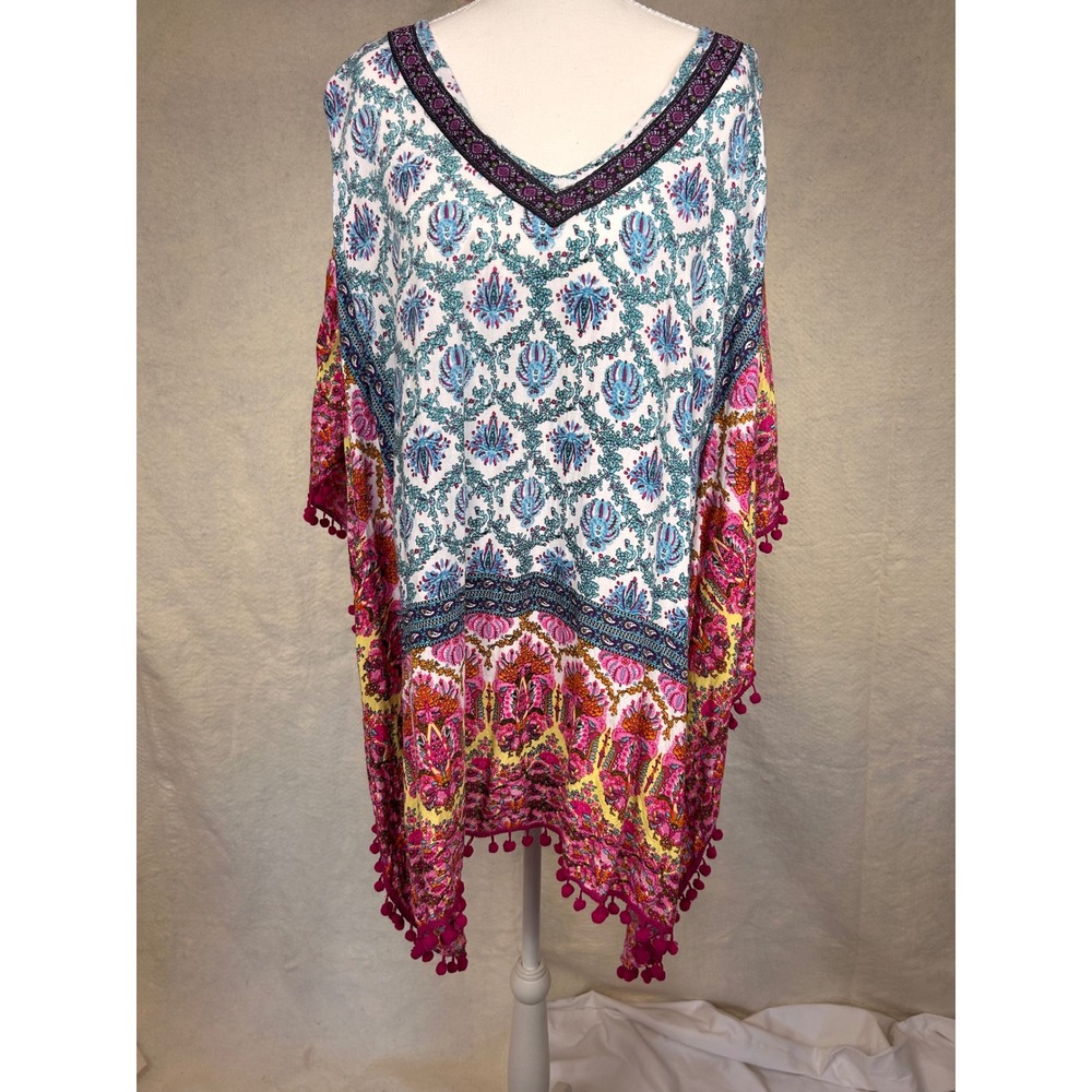 Catalog Classics Vacation Resort Festival Med Rayon Kaftan Top Boho Paisley